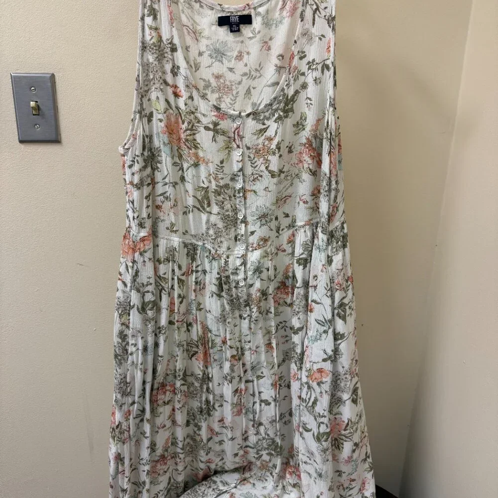 FRYE Floral Button Midi Dress w/ Pockets - Size XL - Picture 6 of 8